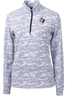 Cutter and Buck Texas Rangers Womens Charcoal Cooperstown Traverse Camo 1/4 Zip Pullover