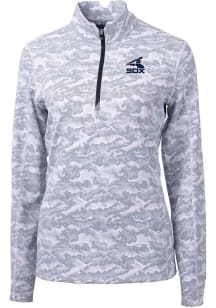 Cutter and Buck Chicago White Sox Womens Charcoal Cooperstown Traverse Camo 1/4 Zip Pullover