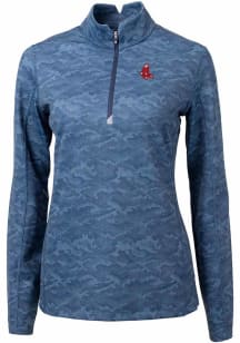 Cutter and Buck Boston Red Sox Womens Navy Blue Cooperstown Traverse Camo Qtr Zip