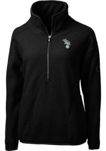 Cutter and Buck Oakland Athletics Womens Black Cooperstown Cascade Sherpa Qtr Zip