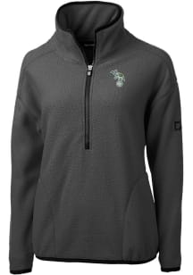 Cutter and Buck Oakland Athletics Womens Grey Cooperstown Cascade Sherpa Qtr Zip