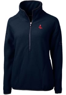 Cutter and Buck Boston Red Sox Womens Navy Blue Cooperstown Cascade Sherpa Qtr Zip