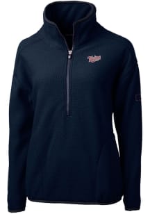 Cutter and Buck Minnesota Twins Womens Navy Blue Cooperstown Cascade Sherpa Qtr Zip