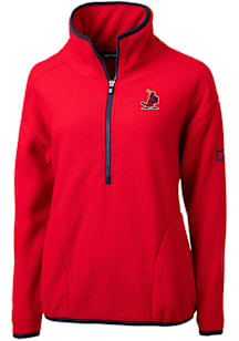 Cutter and Buck St Louis Cardinals Womens Red Cooperstown Cascade Sherpa Qtr Zip