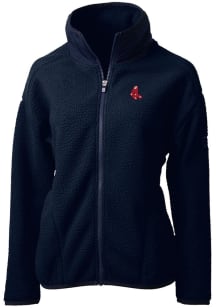 Cutter and Buck Boston Red Sox Womens Navy Blue Cooperstown Cascade Sherpa Long Sleeve Full Zip Ja..