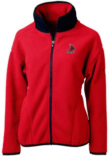 Cutter and Buck St Louis Cardinals Womens Red Cooperstown Cascade Sherpa Long Sleeve Full Zip Jack..