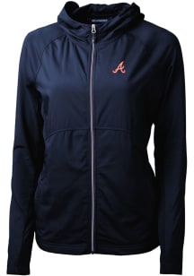 Cutter and Buck Atlanta Braves Womens Navy Blue Cooperstown Adapt Eco Light Weight Jacket