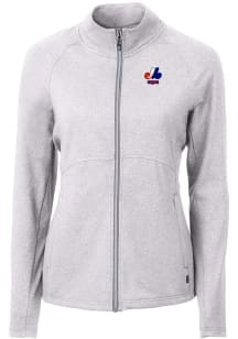 Cutter and Buck Montreal Expos Womens Grey Cooperstown Adapt Eco Knit Light Weight Jacket