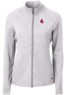 Cutter and Buck Boston Red Sox Womens Grey Cooperstown Adapt Eco Knit Light Weight Jacket