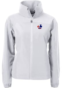 Cutter and Buck Montreal Expos Womens Grey Cooperstown Charter Eco Light Weight Jacket