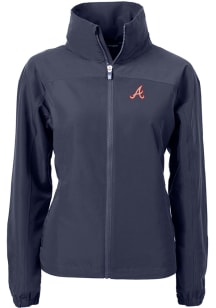 Cutter and Buck Atlanta Braves Womens Navy Blue Cooperstown Charter Eco Light Weight Jacket