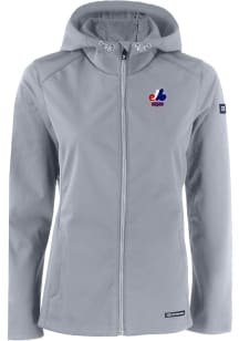 Cutter and Buck Montreal Expos Womens Charcoal Cooperstown Evoke Light Weight Jacket