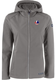 Cutter and Buck Montreal Expos Womens Grey Cooperstown Evoke Light Weight Jacket