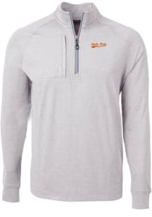 Cutter and Buck Idaho State Bengals Mens Grey Vault Adapt Eco Long Sleeve 1/4 Zip Pullover