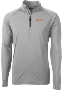 Cutter and Buck Idaho State Bengals Mens Grey Adapt Eco Long Sleeve 1/4 Zip Pullover