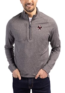 Cutter and Buck Boston College Eagles Mens Black Adapt Eco Long Sleeve Qtr Zip Pullover