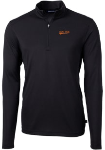 Cutter and Buck Idaho State Bengals Mens Black Vault Virtue Eco Pique Long Sleeve 1/4 Zip Pullov..