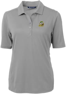 Cutter and Buck Oregon Ducks Womens Grey Virtue Eco Pique Short Sleeve Polo Shirt