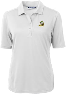 Cutter and Buck Oregon Ducks Womens White Virtue Eco Pique Short Sleeve Polo Shirt