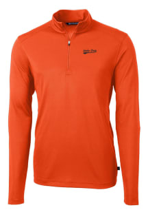 Cutter and Buck Idaho State Bengals Mens Orange Virtue Eco Pique Long Sleeve 1/4 Zip Pullover