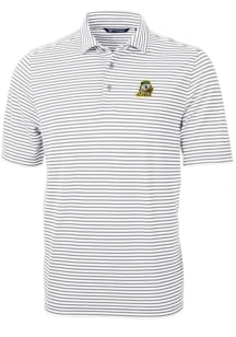 Oregon Ducks Grey Cutter and Buck Virtue Eco Pique Stripe Big and Tall Polo
