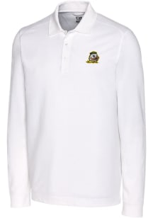 Oregon Ducks White Cutter and Buck Advantage Pique Long Sleeve Big and Tall Polo