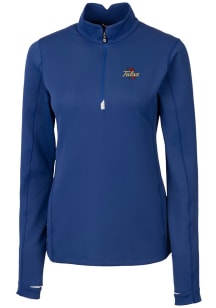 Womens Tulsa Golden Hurricane Blue Cutter and Buck Traverse Qtr Zip