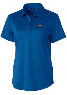 Cutter and Buck Tulsa Golden Hurricane Womens Blue Prospect Short Sleeve Polo Shirt