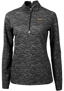 Cutter and Buck Tulsa Golden Hurricane Womens Black Traverse Camo Qtr Zip