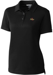 Womens Tulsa Golden Hurricane Black Cutter and Buck Advantage Short Sleeve Polo Shirt