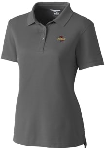 Womens Tulsa Golden Hurricane Grey Cutter and Buck Advantage Short Sleeve Polo Shirt