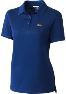 Womens Tulsa Golden Hurricane Blue Cutter and Buck Advantage Short Sleeve Polo Shirt