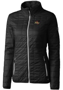 Womens Tulsa Golden Hurricane Black Cutter and Buck Rainier PrimaLoft Filled Jacket