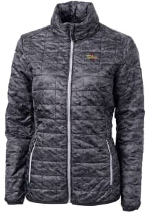 Womens Tulsa Golden Hurricane Black Cutter and Buck Rainier PrimaLoft Printed Filled Jacket