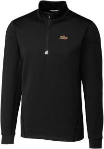 Mens Tulsa Golden Hurricane Black Cutter and Buck Traverse Qtr Zip