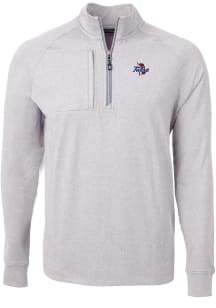 Mens Tulsa Golden Hurricane Grey Cutter and Buck Adapt Eco Knit Qtr Zip