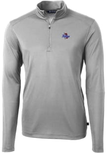 Mens Tulsa Golden Hurricane Grey Cutter and Buck Virtue Eco Pique Qtr Zip