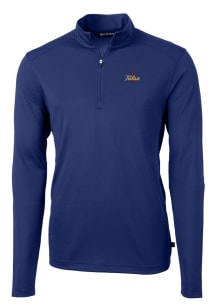 Mens Tulsa Golden Hurricane Blue Cutter and Buck Virtue Eco Pique Qtr Zip