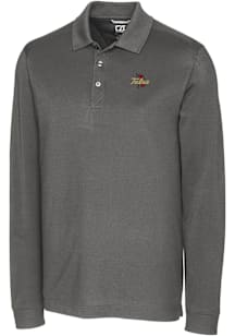Cutter and Buck Tulsa Golden Hurricane Grey Advantage Pique Long Sleeve Big and Tall Polo