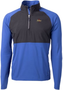 Mens Tulsa Golden Hurricane Blue Cutter and Buck Adapt Eco Hybrid Qtr Zip Pullover