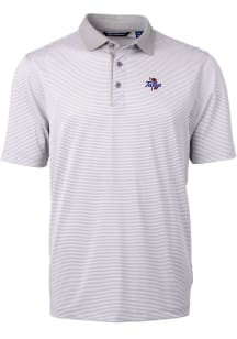 Cutter and Buck Tulsa Golden Hurricane Mens Grey Virtue Eco Pique Micro Stripe Short Sleeve Polo