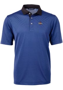 Cutter and Buck Tulsa Golden Hurricane Mens Blue Virtue Eco Pique Micro Stripe Short Sleeve Polo