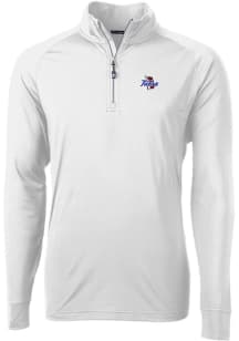 Mens Tulsa Golden Hurricane White Cutter and Buck Adapt Eco Knit Qtr Zip Pullover