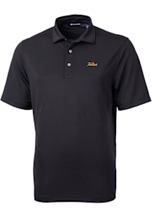 Cutter and Buck Tulsa Golden Hurricane Mens Black Virtue Eco Pique Short Sleeve Polo