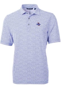 Cutter and Buck Tulsa Golden Hurricane Mens Blue Virtue Eco Pique Botanical Short Sleeve Polo