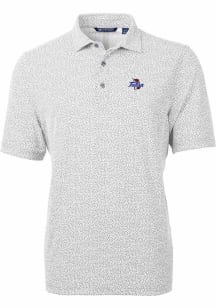 Cutter and Buck Tulsa Golden Hurricane Mens Grey Virtue Eco Pique Botanical Short Sleeve Polo