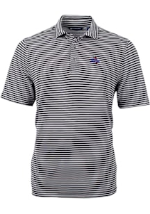Cutter and Buck Tulsa Golden Hurricane Mens Black Virtue Eco Pique Stripe Short Sleeve Polo