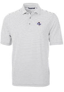 Cutter and Buck Tulsa Golden Hurricane Mens Grey Virtue Eco Pique Stripe Short Sleeve Polo
