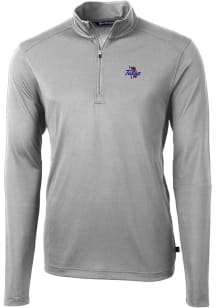 Mens Tulsa Golden Hurricane Grey Cutter and Buck Virtue Eco Pique Qtr Zip Pullover