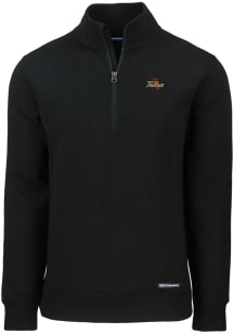 Mens Tulsa Golden Hurricane Black Cutter and Buck Roam Qtr Zip Pullover